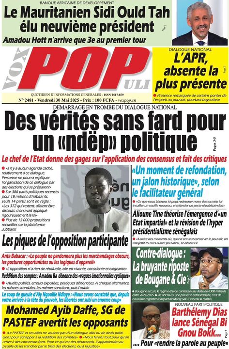 Revue de P­­resse du Vendredi 30/05/2025