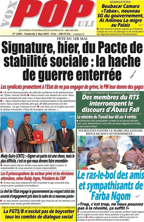 Revue de Presse du Vendredi 02 Mai 2025